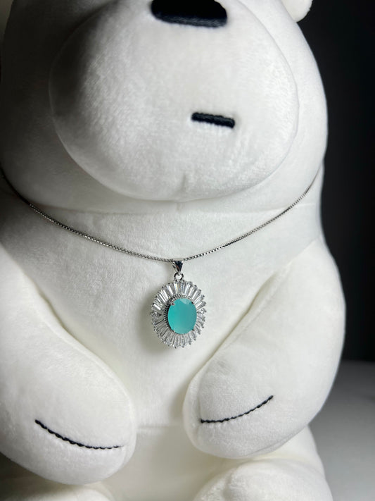 Frozen Teal - Aqua Necklace Pendant