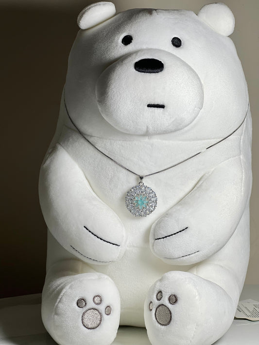 Aqua Floral Necklace Pendant