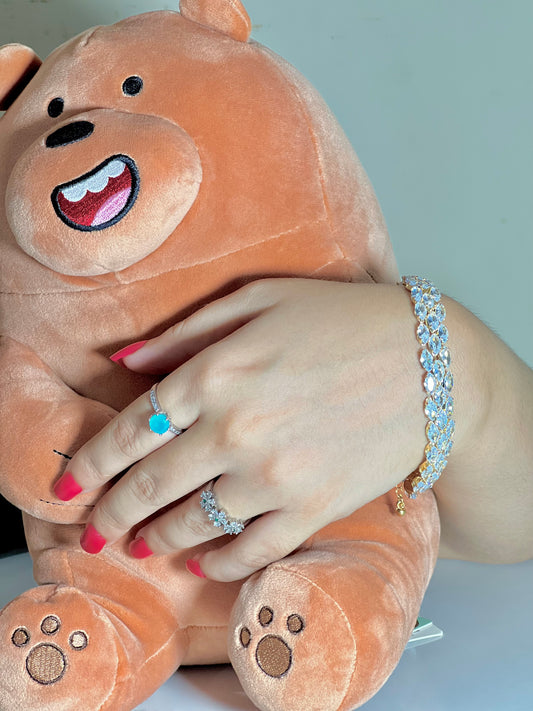 Premium 1k Gold Plating White Stone Bracelet