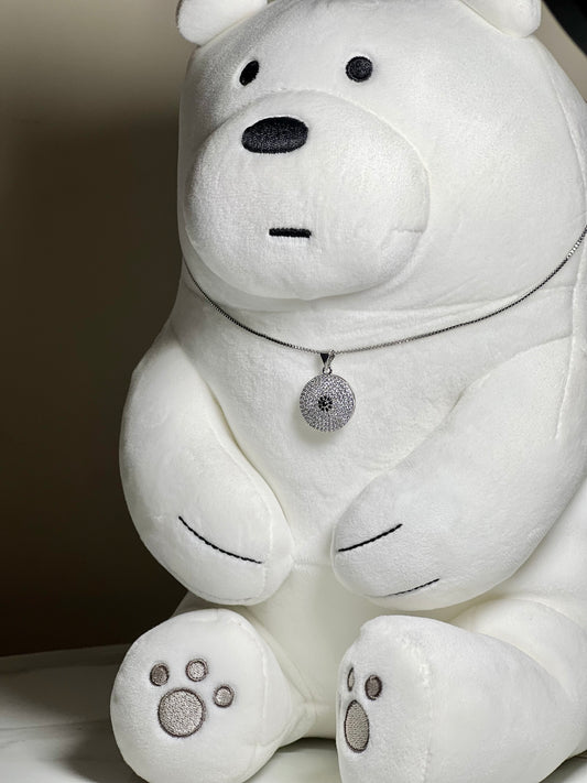 Black Luxe White Halo Pendant Necklace