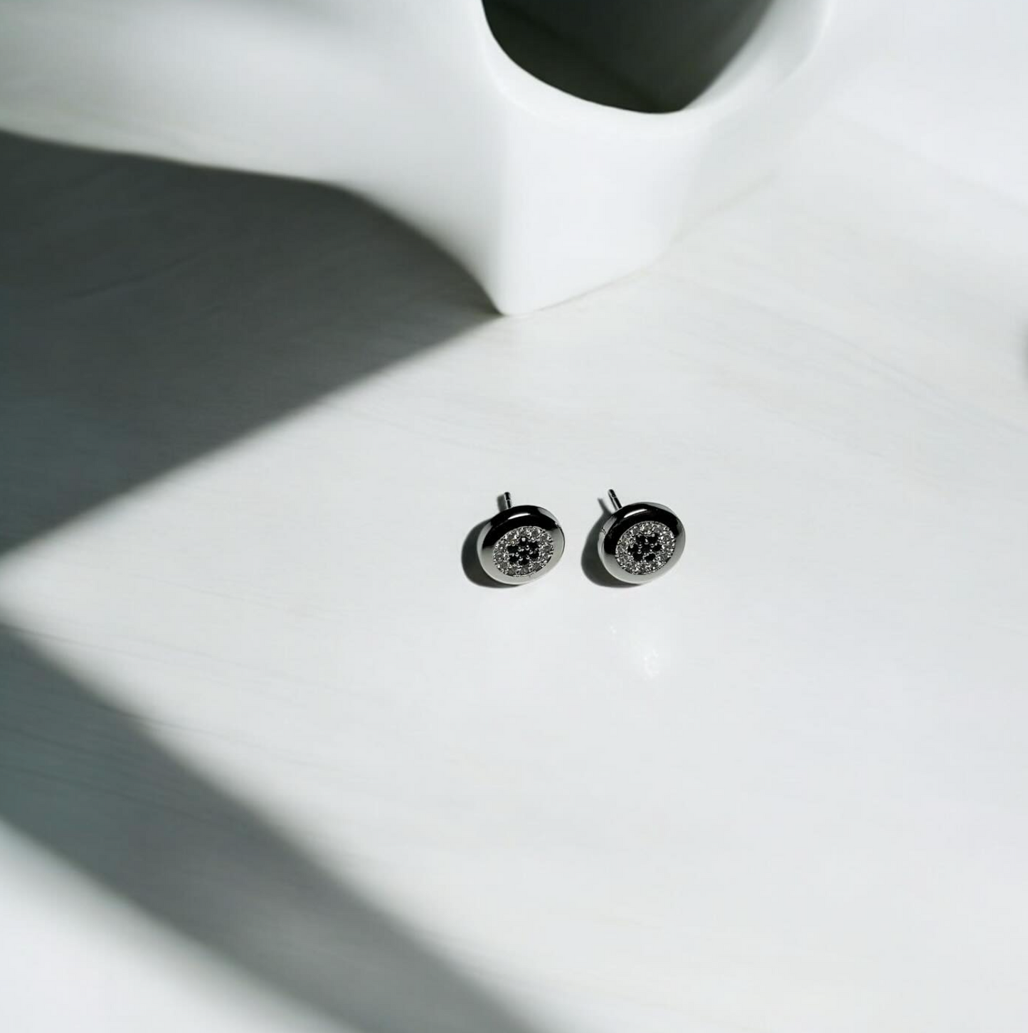 B&W Stone Stud Earrings