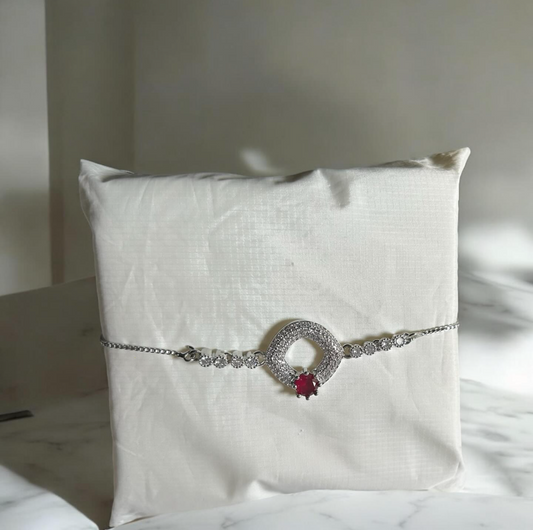 Red Gem - White stones Bracelet